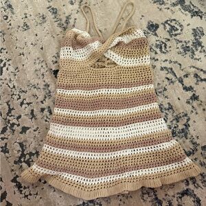 Crochet Striped Bathing Suit coverup